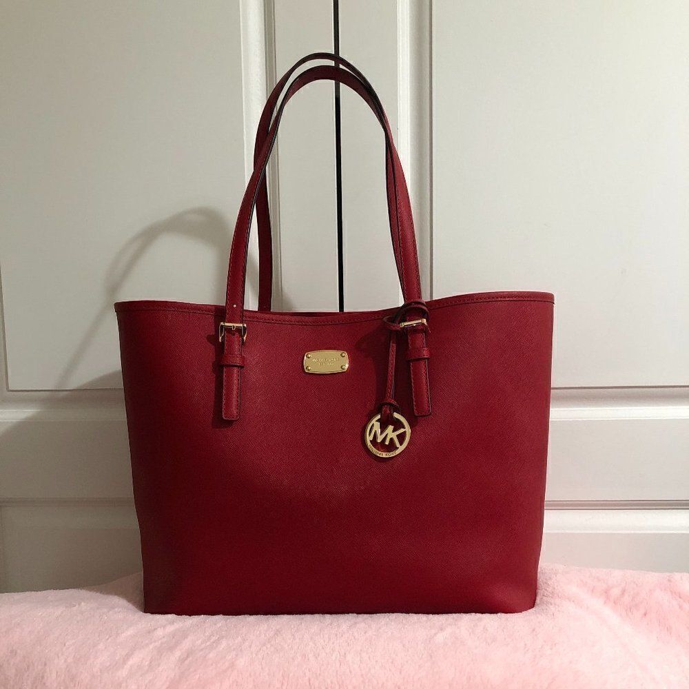 Michael Kors Jet Set Medium Tote Bag Red‎ - Picture 2 of 16